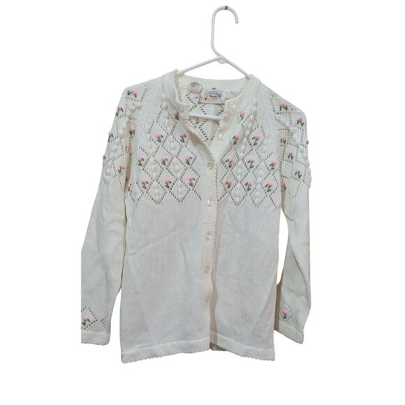 Vintage Sweater be  Banff 100% Acrylic Cardigan With Floral Design size M? Read - Picture 1 of 12
